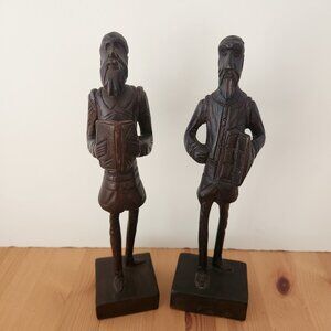 Vintage Carved Wood Cervantes' Don Quixote Pair